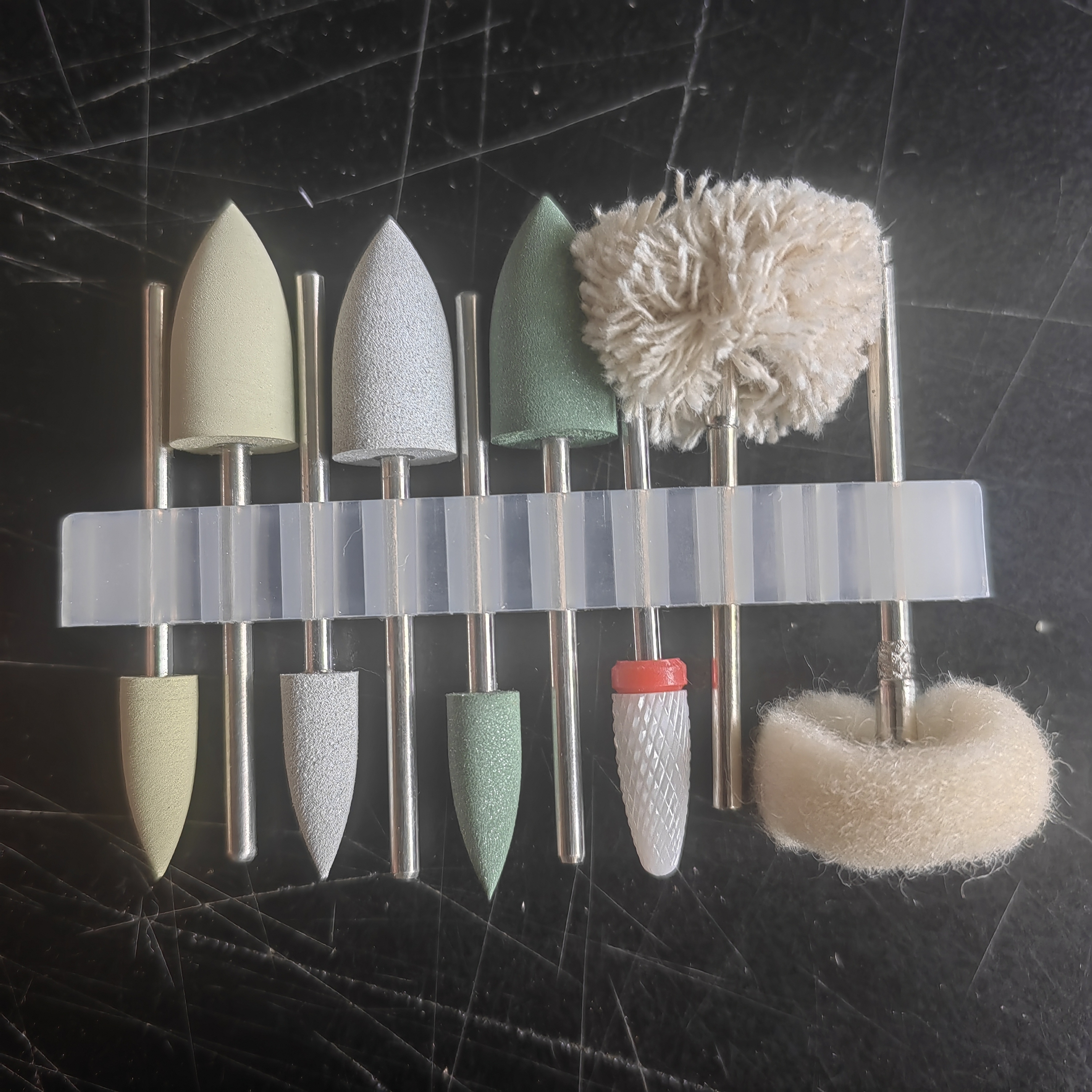 Dental Polished Silicone Grinding Head Cotton Brush HP Resin Base Hidden Denture Polishing Kit with Tungsten Burs 2.35mm
