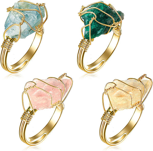 2022 Latest Mixed Gemstone Wire Wrapped Cluster Finger Rings Top Quality Dyed Gemstone Jewellery From Amayra Crystal Exports