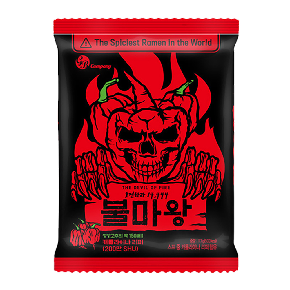 Дьявол огня рамен (Bulmawang рамен) Чрезвычайно острый вкус корейская традиционная мгновенная лапша еды и напитков