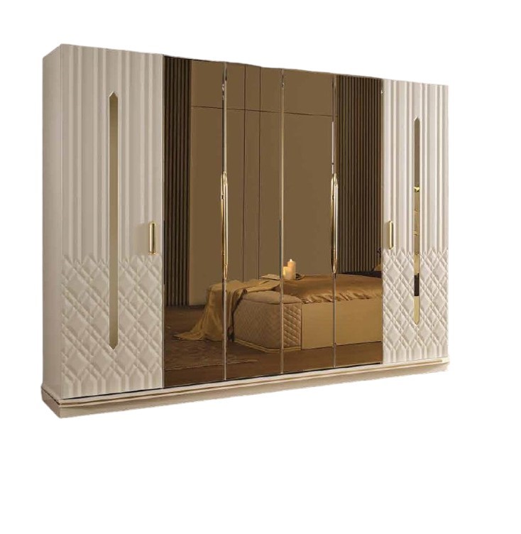 Modern wardrobe luxury cabinet wood cabinets glass gold high gloss Italy