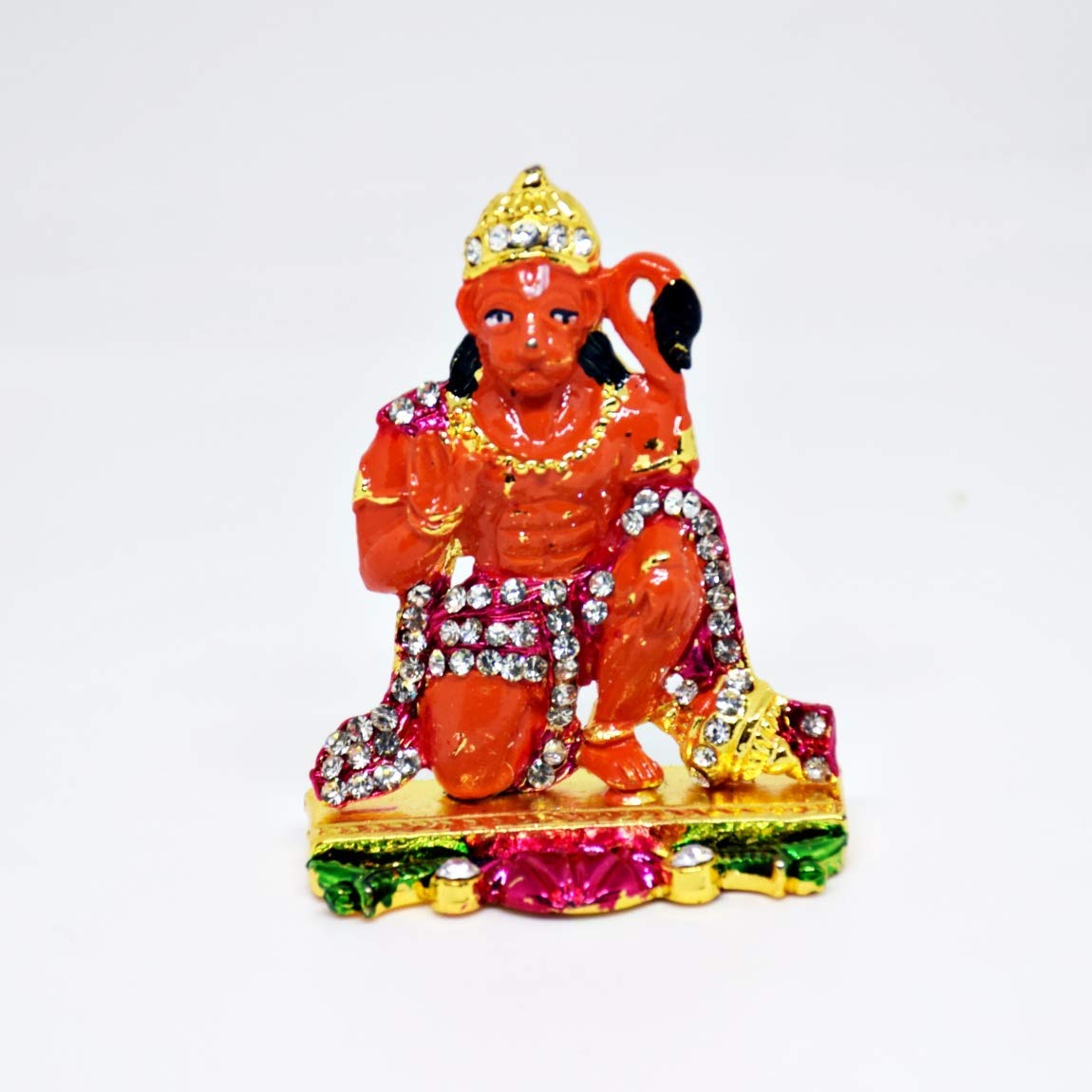 Ramdoot Hanuman, религиозный, индуический, металлический, Шипованный идол для приборной панели автомобиля Puja Mandir