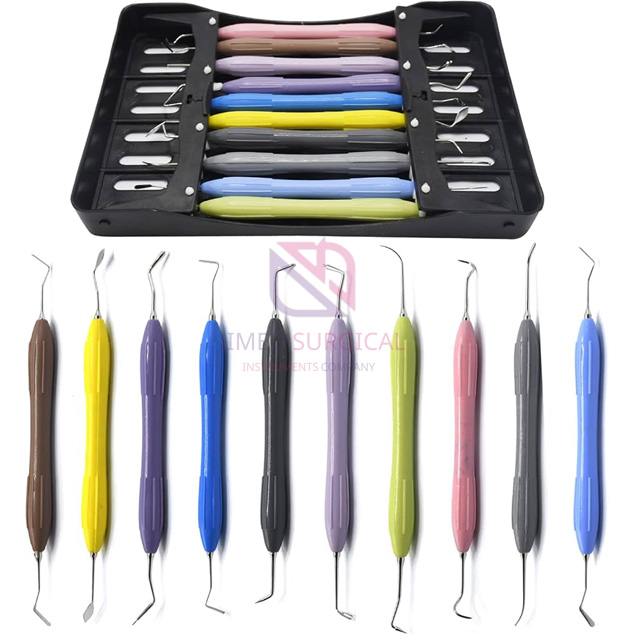 IMED New Arrival Set 10 Pcs Aesthetic Restoration Composite Instruments Modelling Layering Teeth Cassette Cleaning Filling Teeth