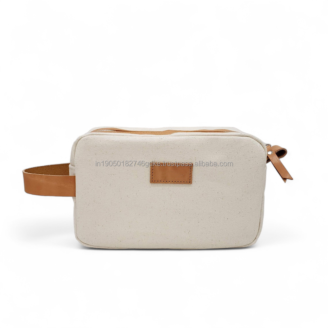 Customized OEM Logo Custom Canvas Leather Pouch Toiletry Travel Makeup Cosmetic For Dopp Kit Traveling Genuine Toiletry Bags