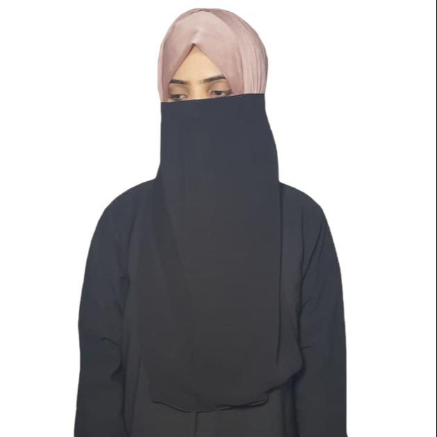 High Quality Easy to Wear Muslim Women Elasticated Customize Half Niqab Face Veil for Islamic Burqa Hijab Short Nekab