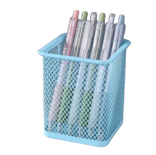 Wholesale High Quality Metal Square Shape Black Color Office Pen holder mesh pen stand