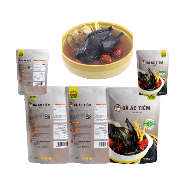 OEM Healthy 350g Ready-to-Eat Slow-Cooked Black Chicken Five Spices Soup Nutritious Instant Dried Food Vietnam MRE