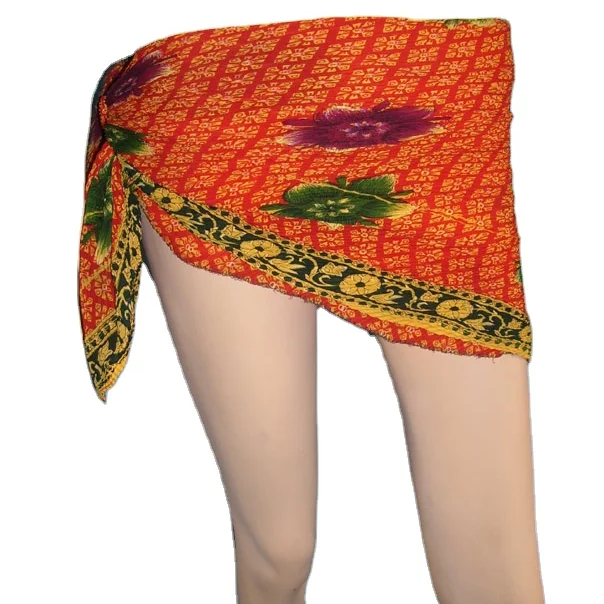 Crinkle Triangle Sarong Pareo Beach Scarf and Swim Bikini Skirt Wrap Polyester and Cotton Material One Size for Women Adults