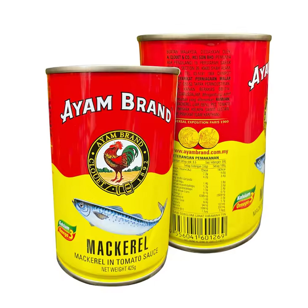 425g Ayam Brand Mackerel in Tomato Sauce Tasty Fatty Fish with Tender Texture Rich Natural Omega-3 Healthy Dairy Canned Product