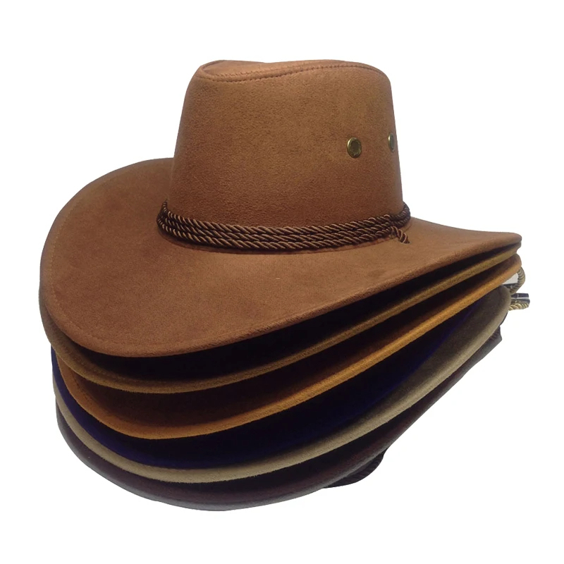 Custom Design & Styles Classic Large Brim Cowboy Hats Men Vintage Outdoor Sunscreen Caps Unisex Cowboy Hats