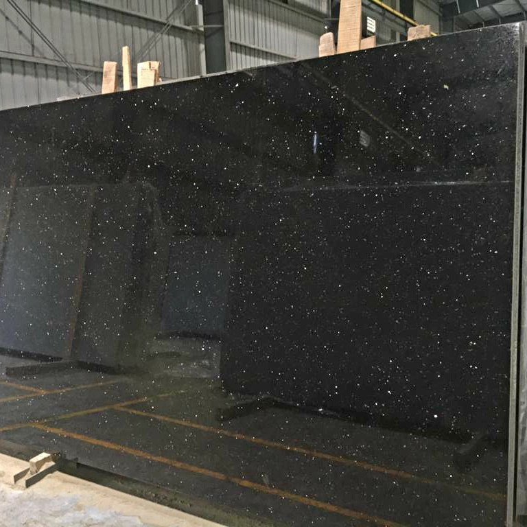 Black Galaxy Granite Tiles - Customizable Black Gold Stone Slabs for Kitchen, Floor, Countertop, and Bathroom Applications