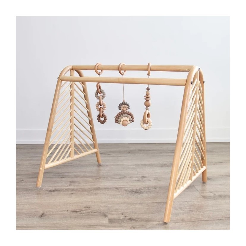 Newborn baby accessories best selling rattan furniture items kids room play gym activity with hanging toys set