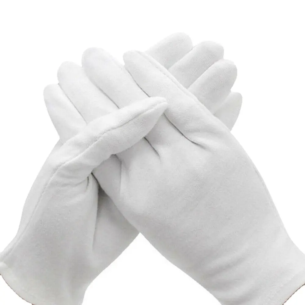 New 100% organic cotton gloves best quality Masonic Cotton Cheap price gloves High Quality Gloves Plain White Customized