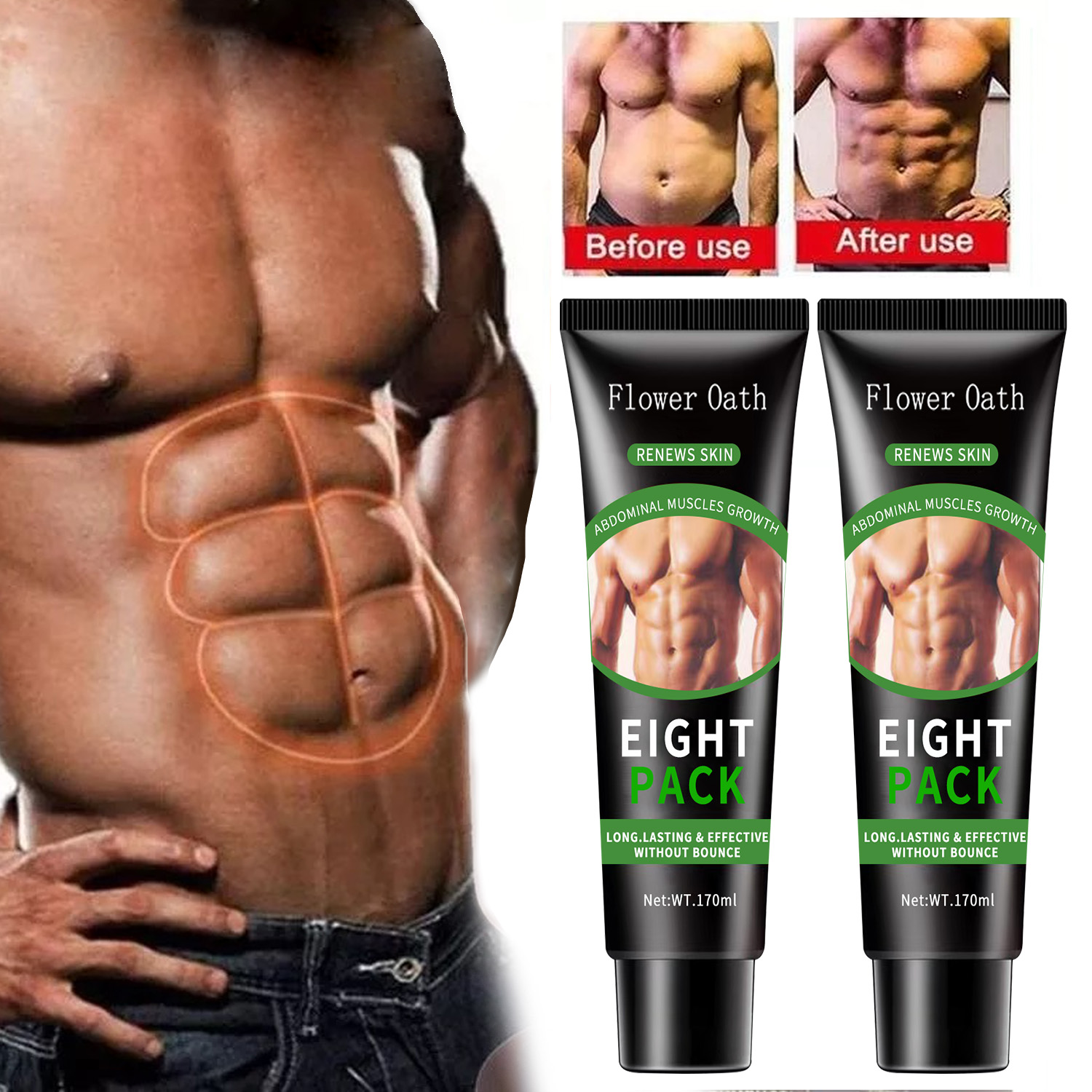 Hot Sale Men Body Shaping Eight Pack Flat Tummy Slimming Cream Abdominal Muscles Belly Body Stomach Waist Body Shaping Cream