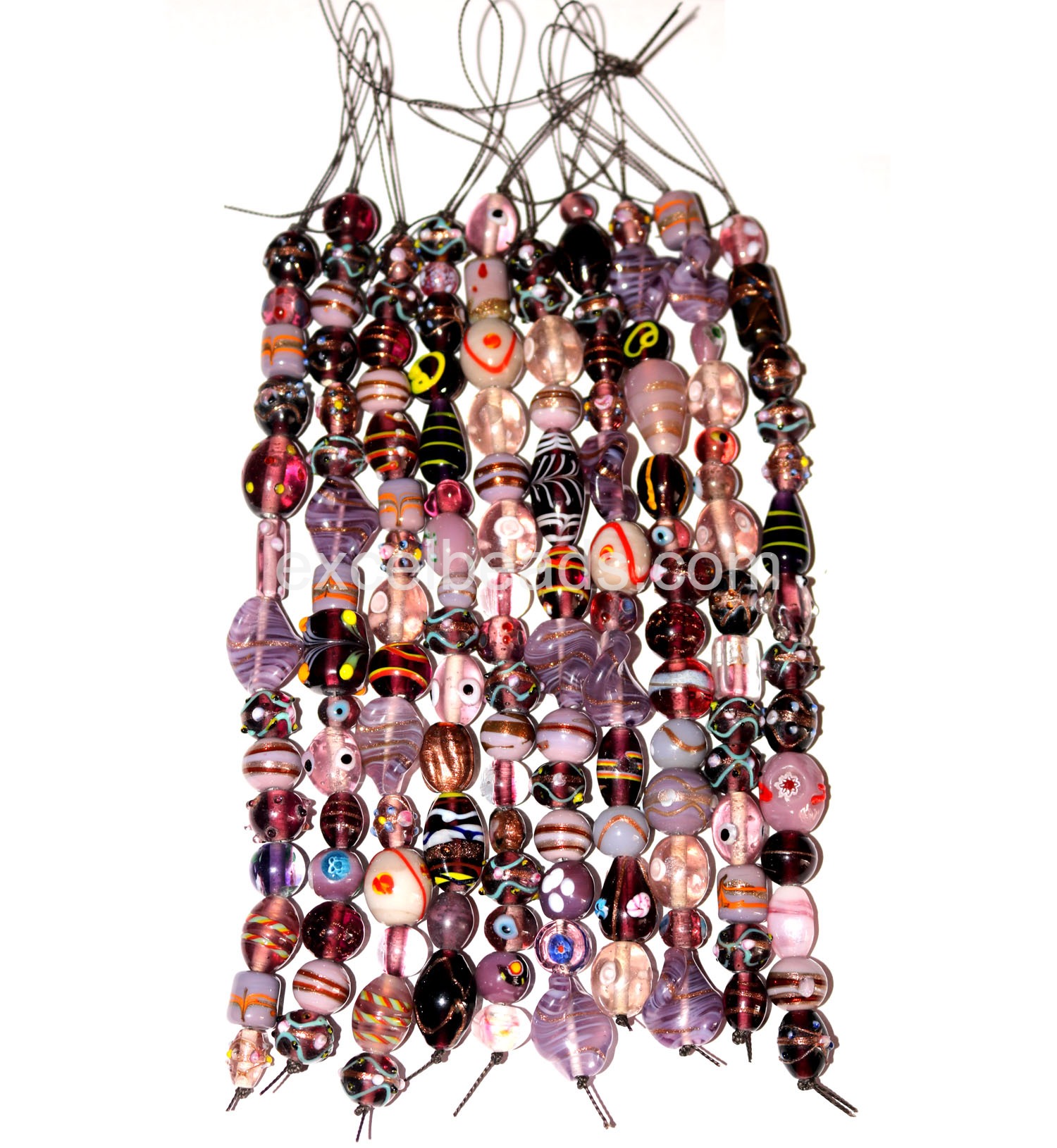 Multi-Shape Glass Beads for Jewelry Making Decoration Handmade Bulk Loose Beads in Black Blue White Purple Lampwork Technique