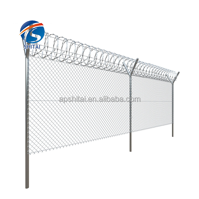 best chain link fence price security waterproof diamond fence galvanized chain link fence with barbed wire for sale