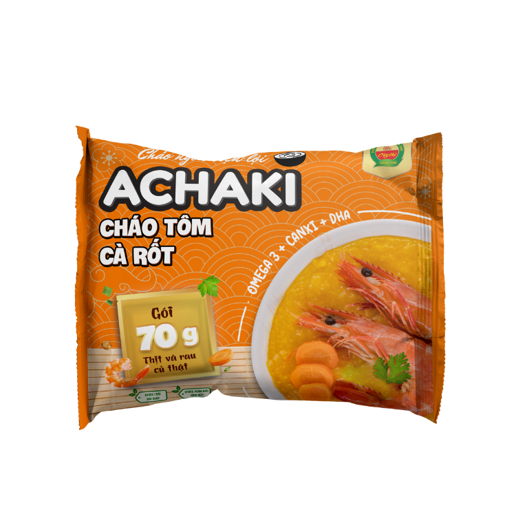 Achaki, детская каша с креветками и морковкой, разумная цена, без консервантов, используется для детской упаковки во Вьетнаме
