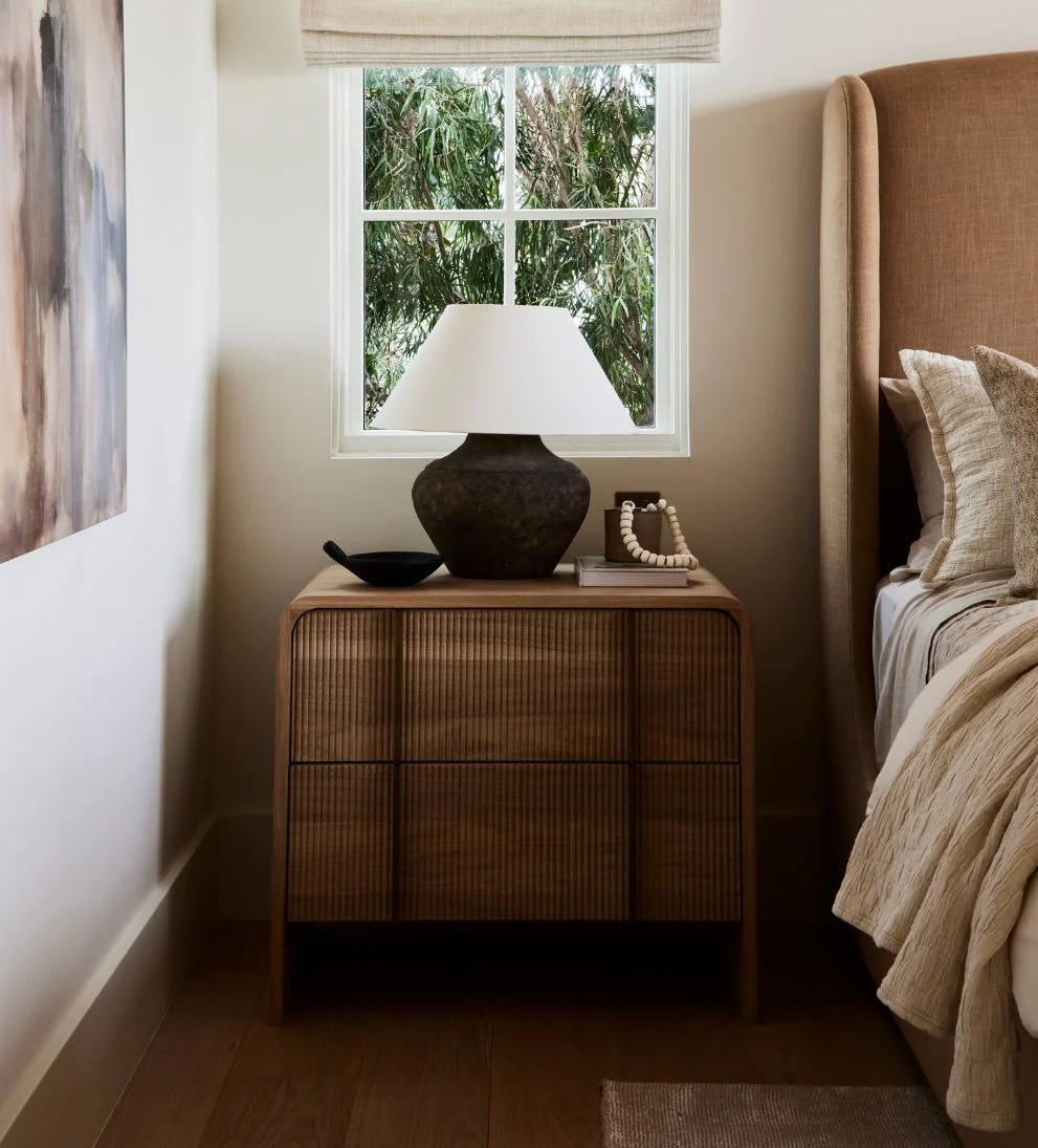 Nightstand White Oak Table/Nightstands with Reeded Drawers for Living Room and Bedroom Home Furniture
