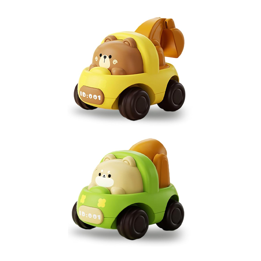 4 PCS Push and Go Friction Inertial Toy Cars for Toddlers 1-3 Years Old Baby Car Toys