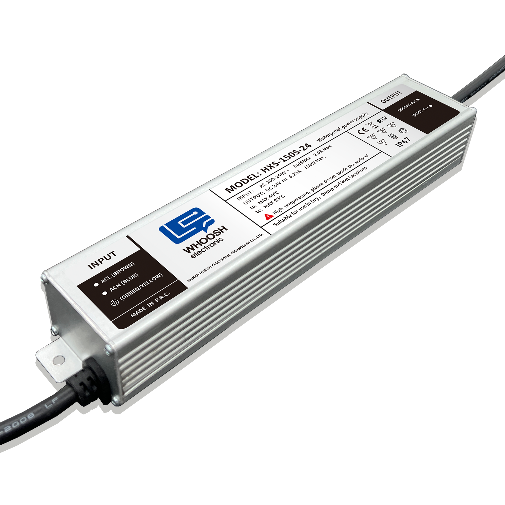 HXS-150S-12 IP67 slim LED Power Supply outdoor 150W 12.5A 12V ac to dc LED driver for lighting led waterproof transformer