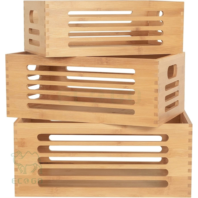 Bamboo Storage Bins Set Storage Baskets Sundry Office Drawer Desk Laundry Closet Cabinet Shelf Box Crates Kitchen Food Container