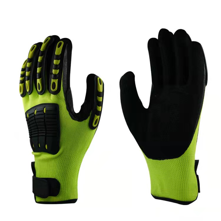 Anti EN388 4x43dp TPR Nitrile Coated Anti-Cut ANSI/ISEA Cut Level 4 Fluorescent Green Glass Handling Safety Gloves