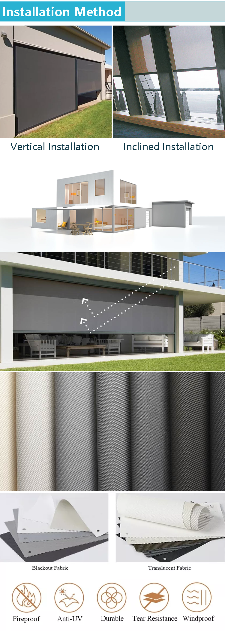 Outdoor Project office sahdes window blackout double roller curtains and blinds