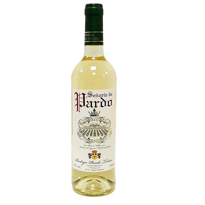 Качественное испанское белое вино Senorio de Pardo, белое макабео и виноград Moscatel от Manchuela - La Mancha 75 cl
