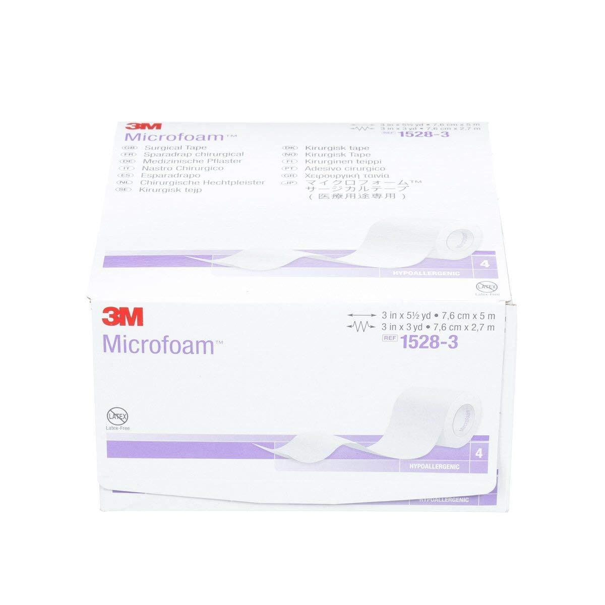 Best Quality 3M Health Care 3M Microfoam Surgical Tape 1528-3, 75 mm x 5 m Latex-free and hypoallergenic for sensitive patients