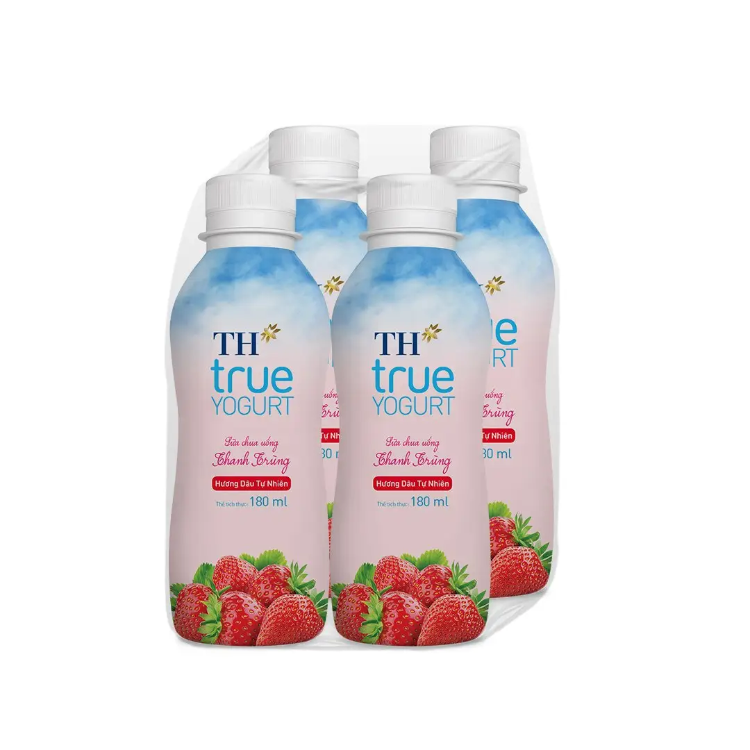 TH True YOGURT - Pateurized Drinking Yogurt Strawberry Dairy Products Food & Beverage Vitamins Nutrition 180 ml Fruity Yogurt