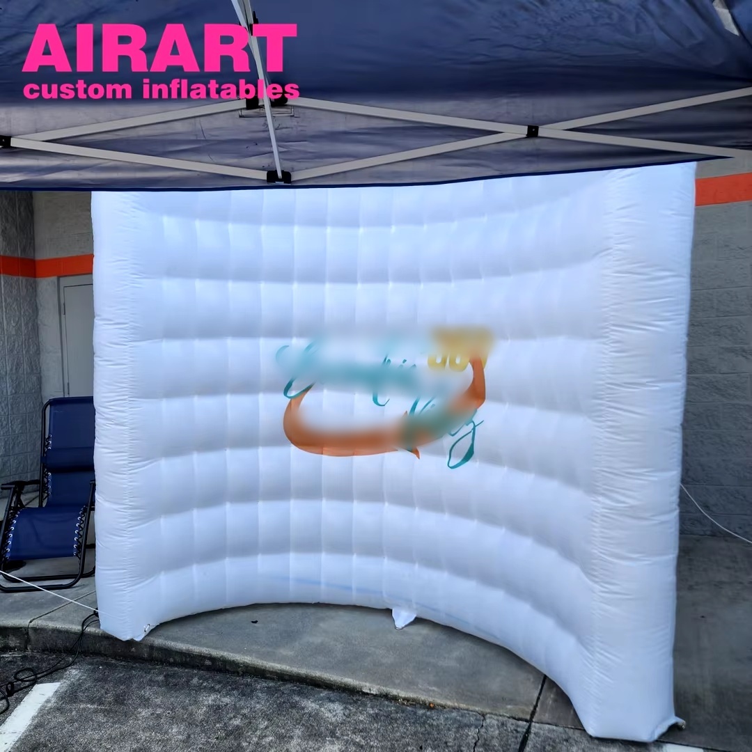 Film festival inflatable giant booth wall prop with logo printed,white led inflatable background wall