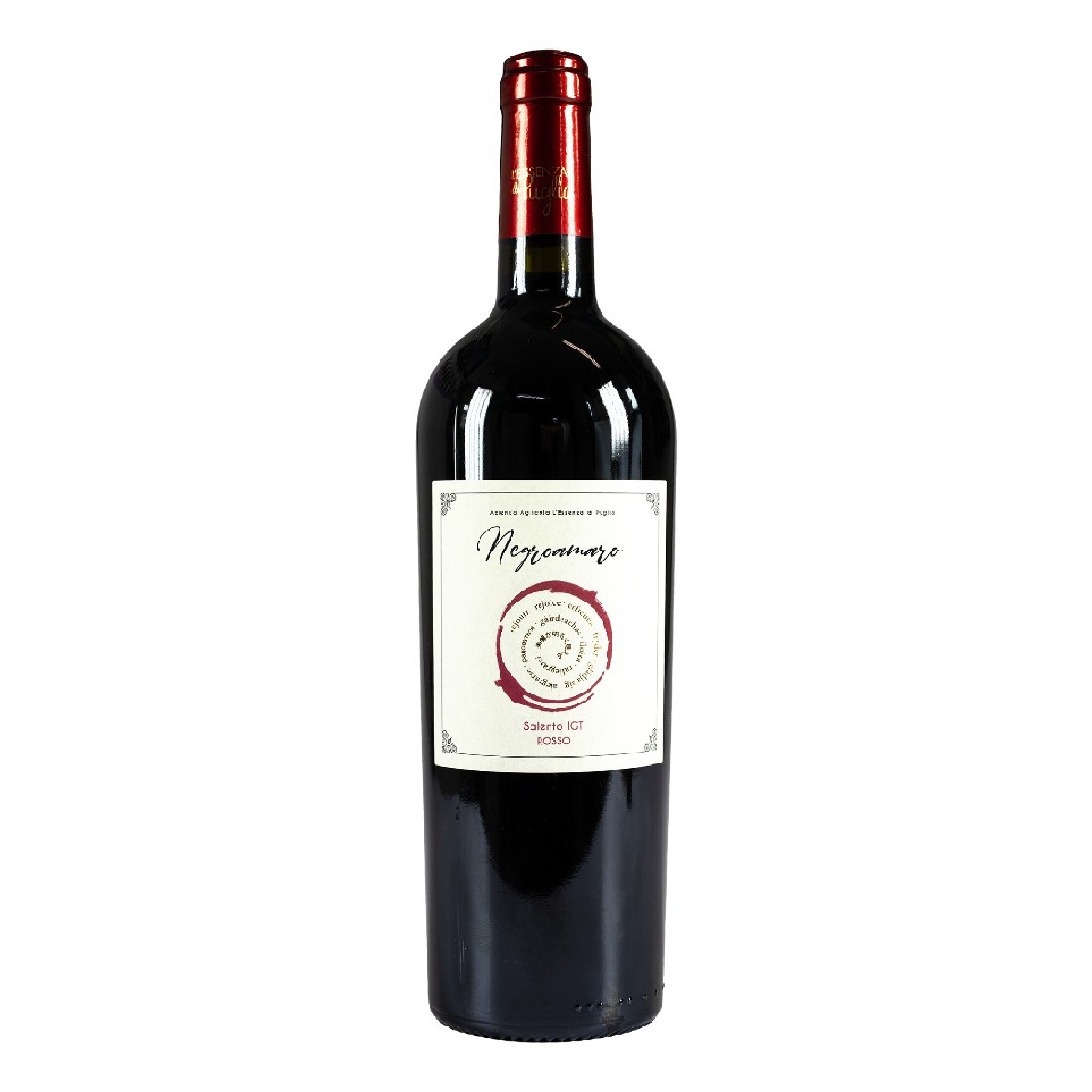 Красное вино NEGROAMARO PGI Salento -100% итальянский интенсивный рубиновый красный цвет. Сбалансированная, мягкая дубильная текстура, стеклянная бутылка 0,75 л