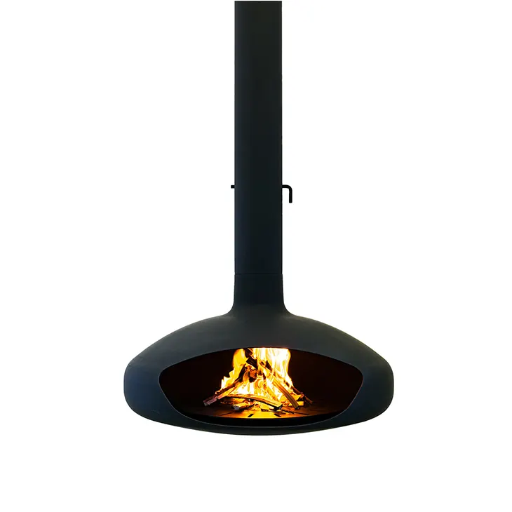 Black Indoor Suspended and Hanging Morden Ceiling Mounted Gas Fireplaces