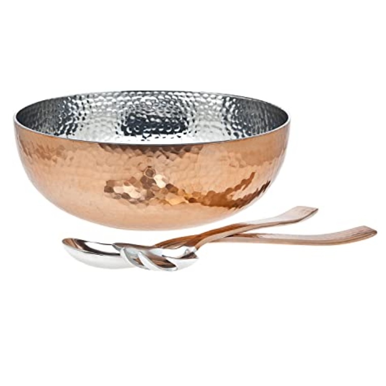 Luxurious Hammered Designer Rounded Large Capacity Fruit Storage Copper Bowl Table Top Decor Food Server Bowl