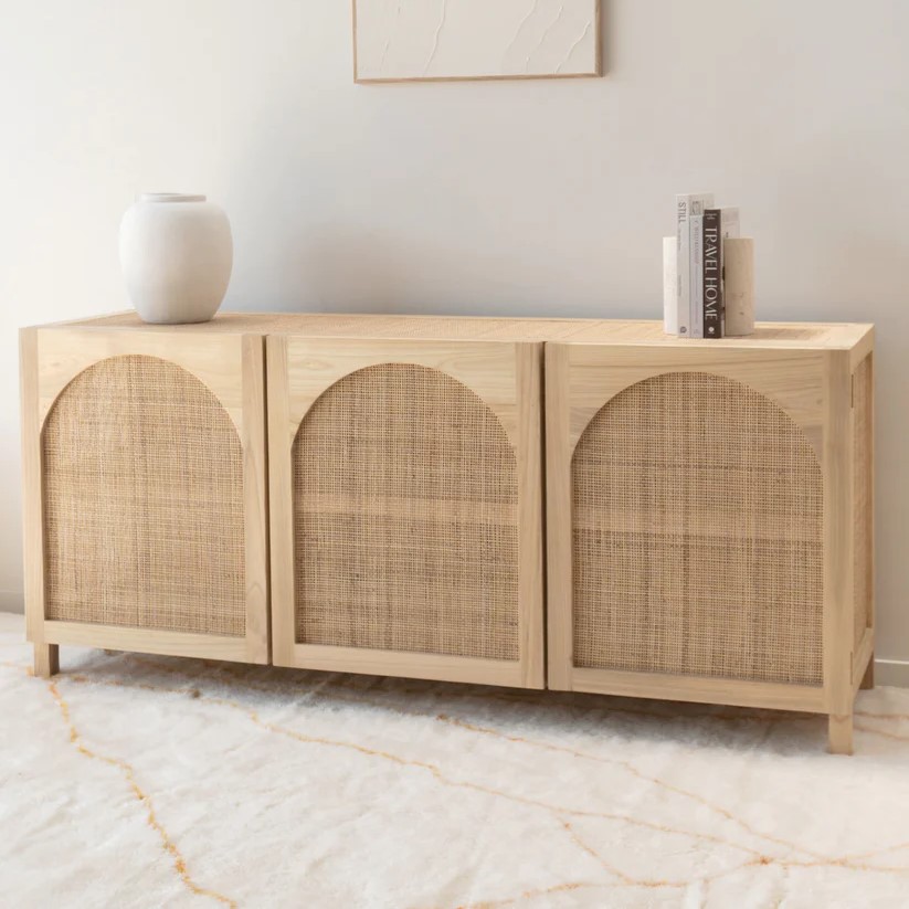 High Quality New Item Rattan Cabinet Vintage Home Furniture Wooden Cabinet with Rattan Door made in Vietnam