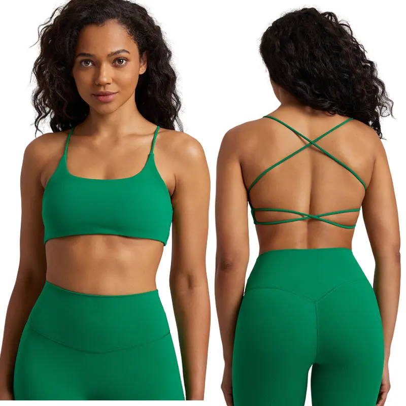 Women yoga bra backless adjustable straps athletic gym fitness workout top sexy sports bra