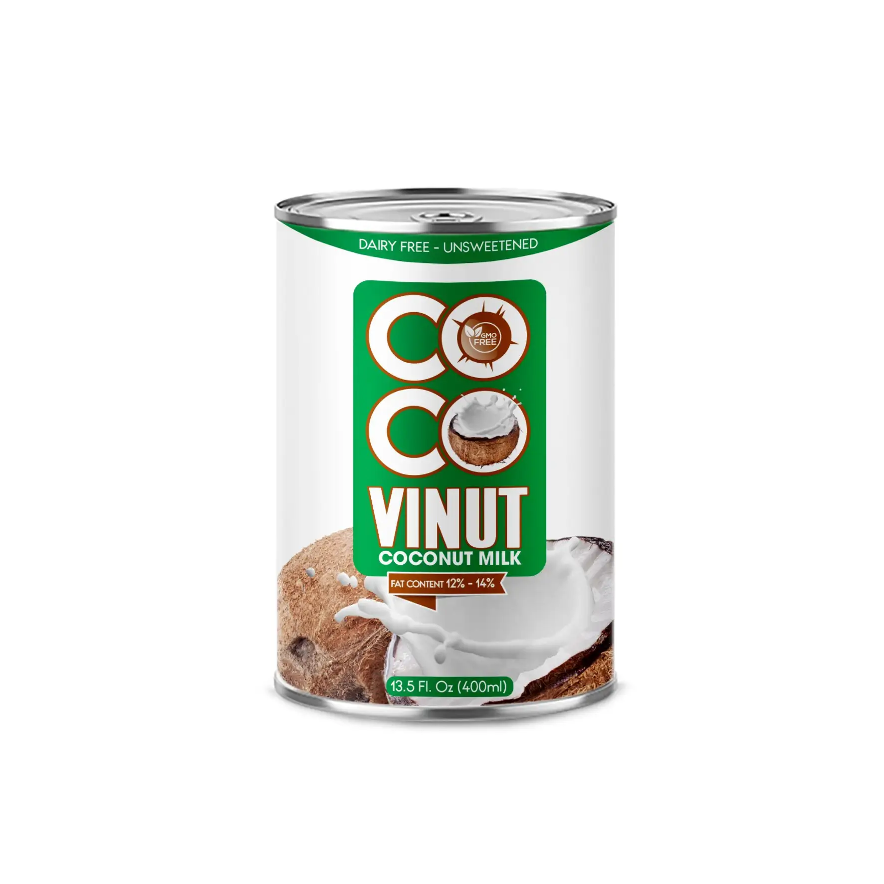 200ml Can (Tinned) Coconut Milk for cooking 12-14% Fat UHT Gluten Free and Vegan Product with Halal