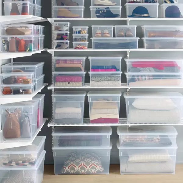 Stackable Plastic Storage Basket-Foldable Closet Organizers And Storage Bins Drawer Shelf Storage Container For Wardrobe
