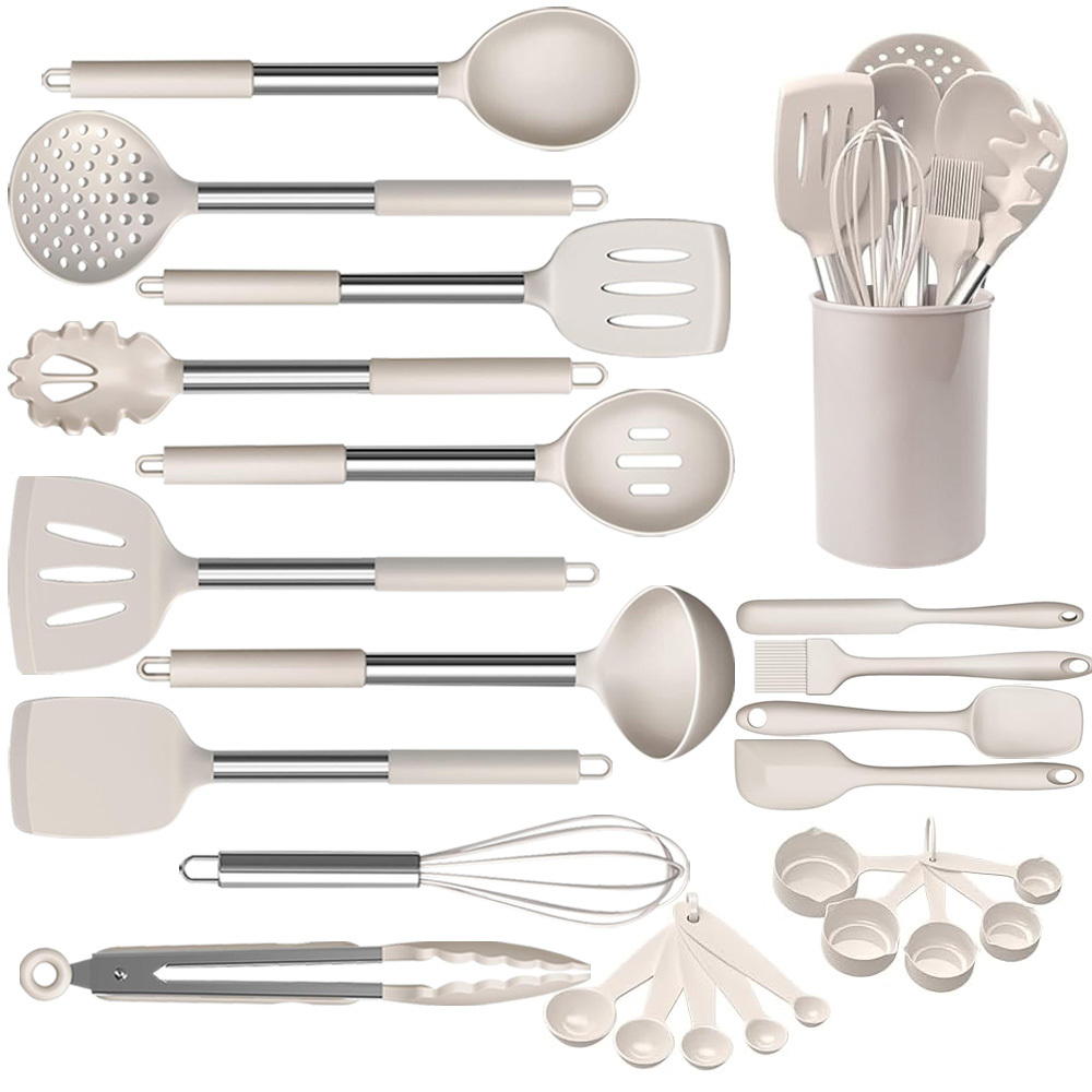 Rayshine High Quality Cheap Nonstick Cooking Kitchen Utensil Set Stainless Steel Handle 33Pcs Kitchen Utensil Set