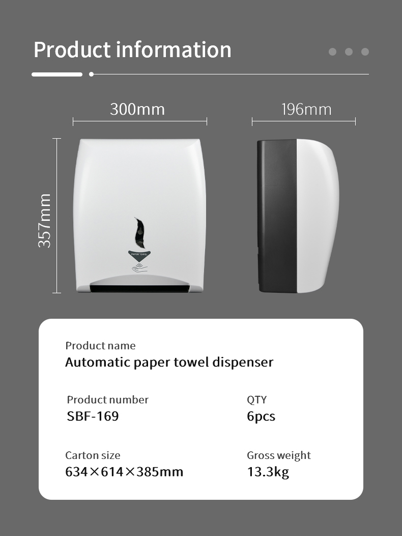 Smart Toilet Paper Dispenser Automatic Cutting Machine Touchless Wall Mounted ABS High-Capacity Paper Towel Dispenser