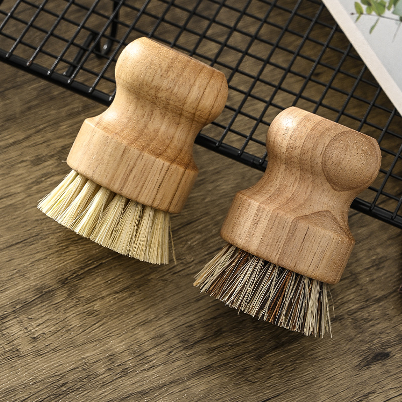Hot Selling Kitchen Cleaning Brush With Bamboo Wooden Wood Sisal Bristles Brushes For Vegetable Fruit Dish Pot Plate Scrubber