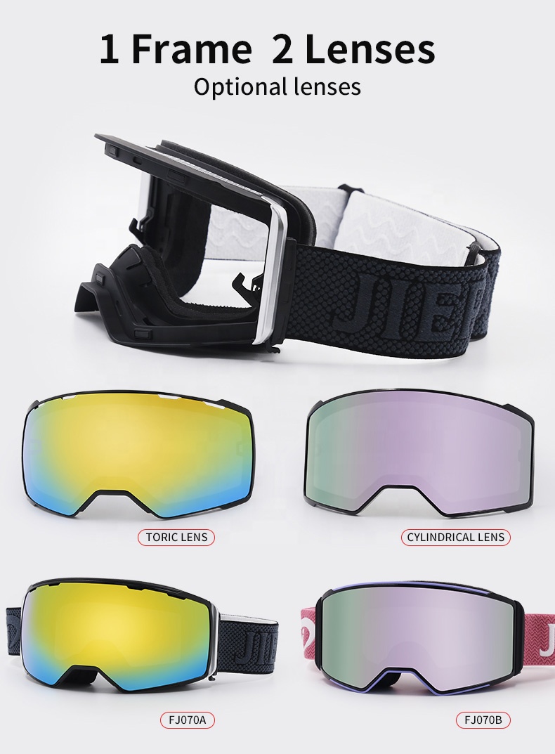 Jiepolly Fashion UV400 Magnetic Antifog Sports Ski Goggles Otg Adult Outdoor Snow Sunglasses Snowboard Custom Skiing Glasses Men
