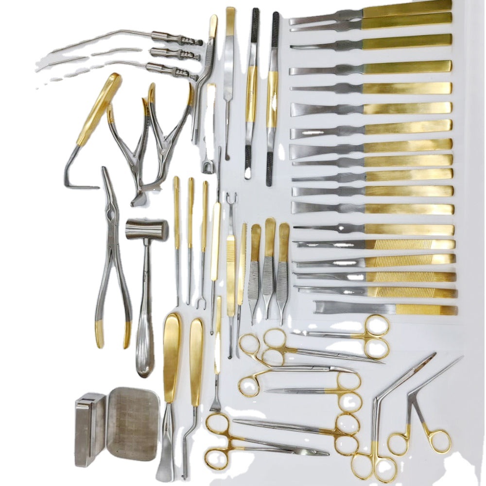 High Quality 53-Piece Stainless Steel Surgical Instruments Set Rhinoplasty Nose Surgery Manual Power Source Including Speculum