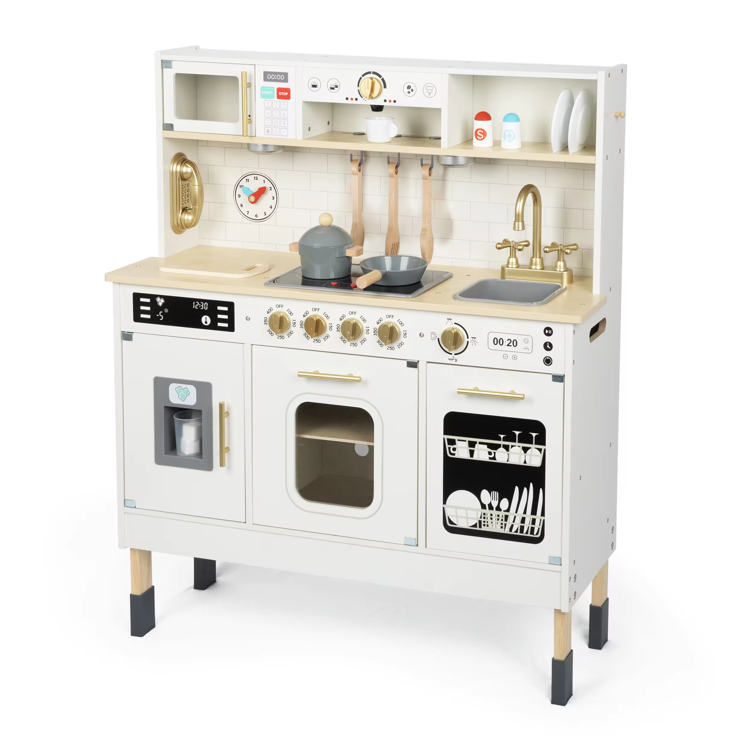 Kids Play Kitchen Set Pretend Play kitchen wood accessories Toy Kitchen Set for Kids with Plenty of Play Features