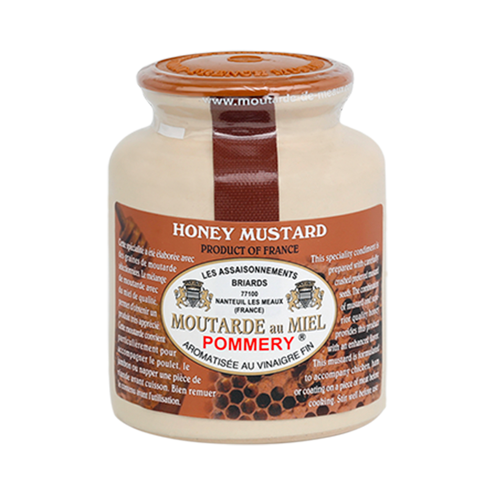 High Quality French Pommery Mustard & Wasabi 250ml Stoneware Jar Plastic Top Honey Moutarde Au Miel Meat Cooking Made France