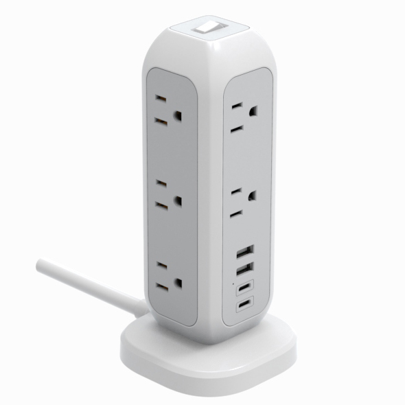 Удлинитель с выдвижным шнуром, удлинитель с 11 розетками, 4 USB-порта, 6 футов, несколько розеток для зарядки