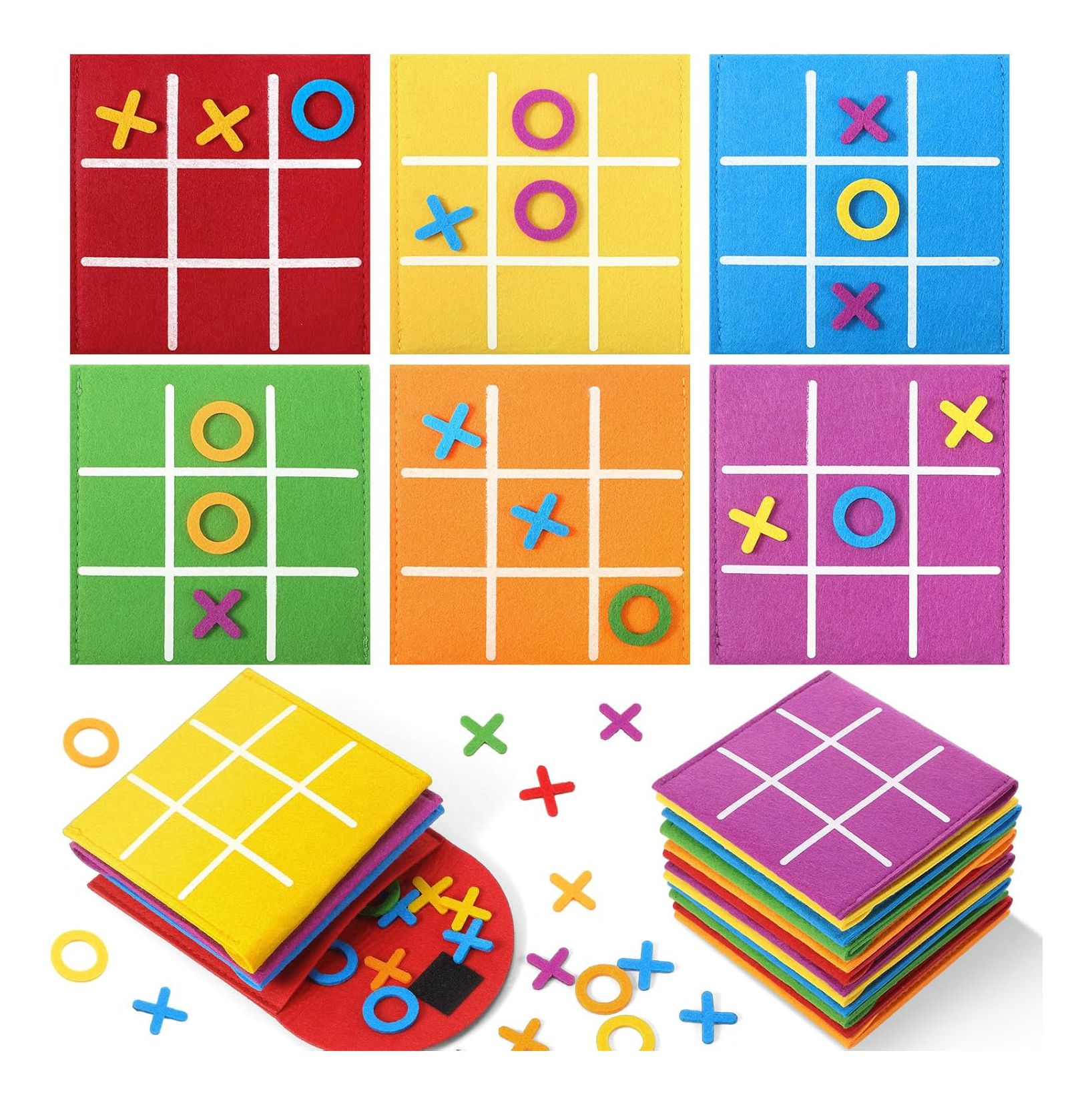 preschool portable 4.8in strategic kids educational toys mini customize felt party tic tac toe, board games for children family