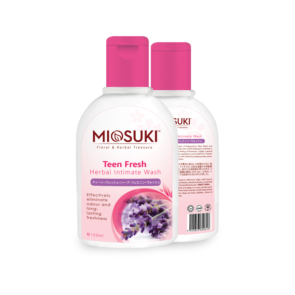 Miosuki Herbal Intimate Wash Fresh for Teenage gentle cleansing formulated for teenage hygiene needs freshness and confidence