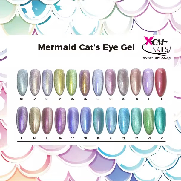 XGM NAIL New Mermaid Cat's Eye Gel Polish New Nail Gel Magnet Rainbow Cat Eye Nail Art Magnetic Gel Polish