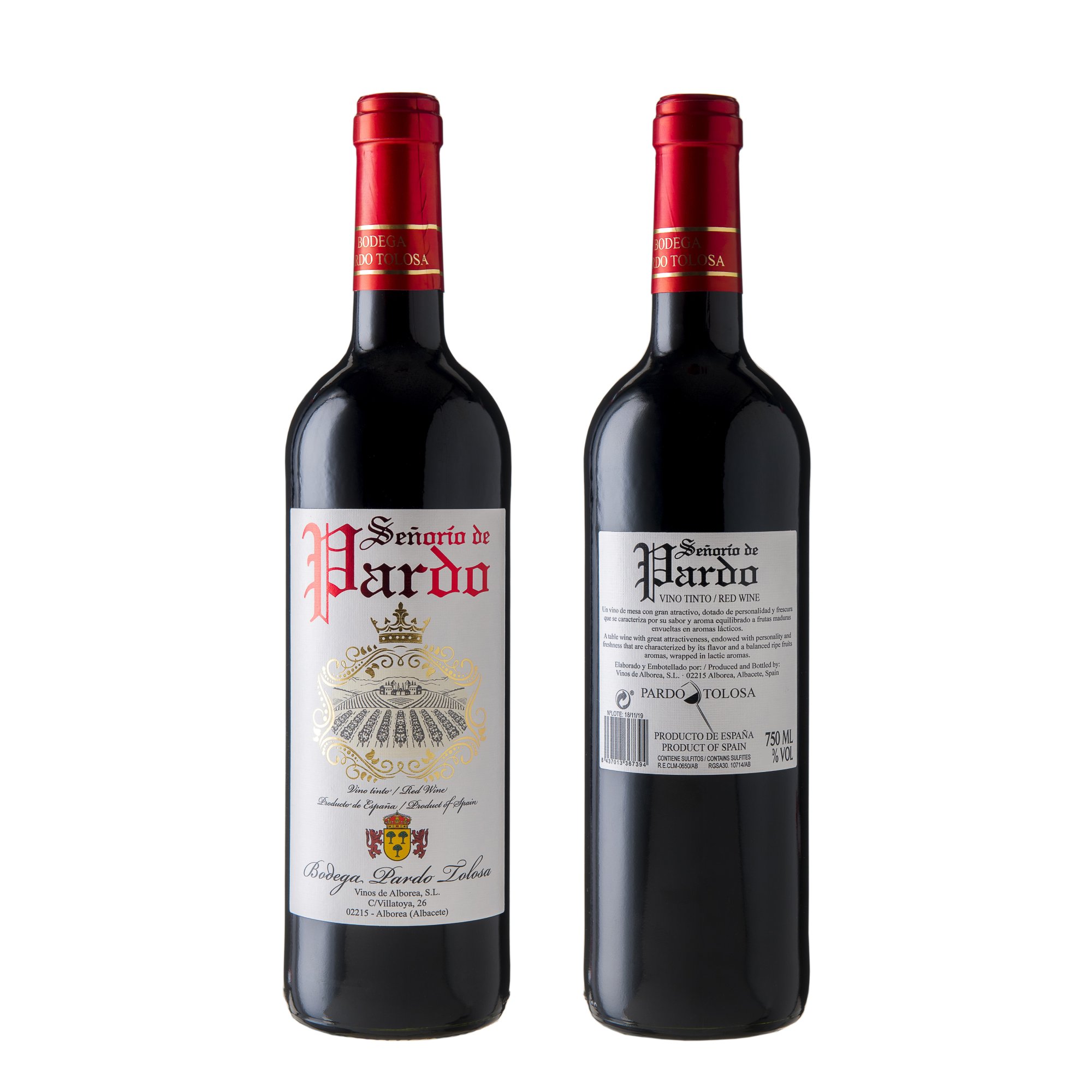 Качественное испанское Новое винтажное 2022 красное вино Senorio de Pardo от La Mancha 75 cl - 14% алкоголя 12 бутылок в коробке