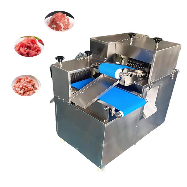 Commercial chicken breast meat belt slicer fresh meat strip cutter beef meat cube dicer machine
